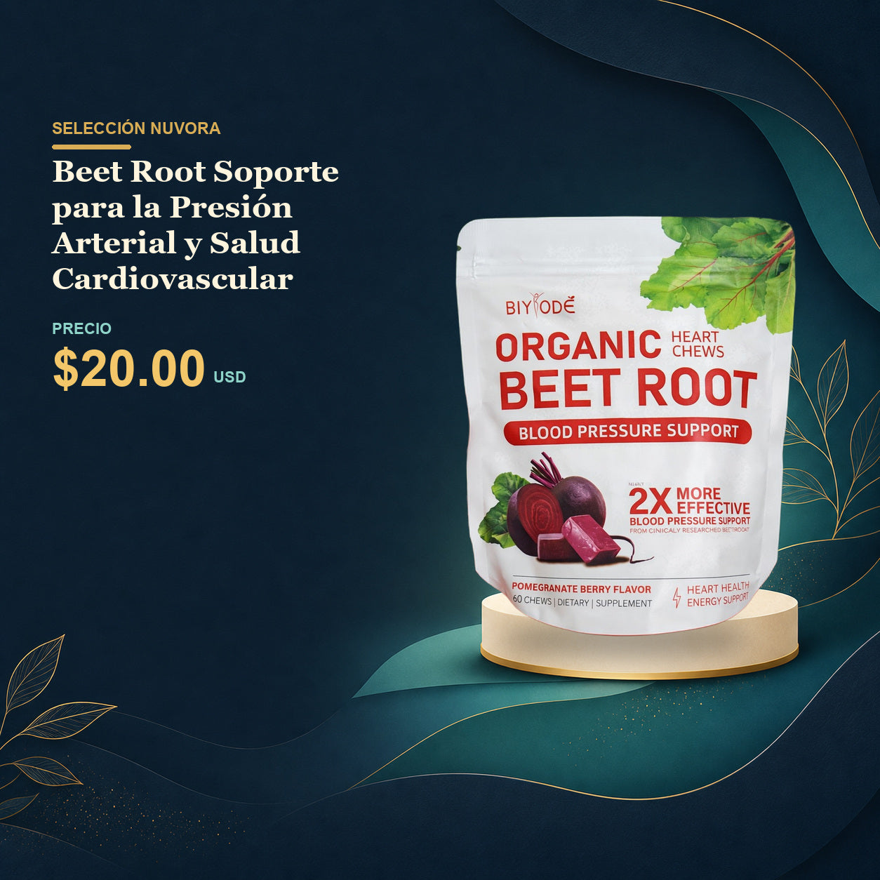 Beet Root Soporte para la Presión Arterial y Salud Cardiovascular - $20.00