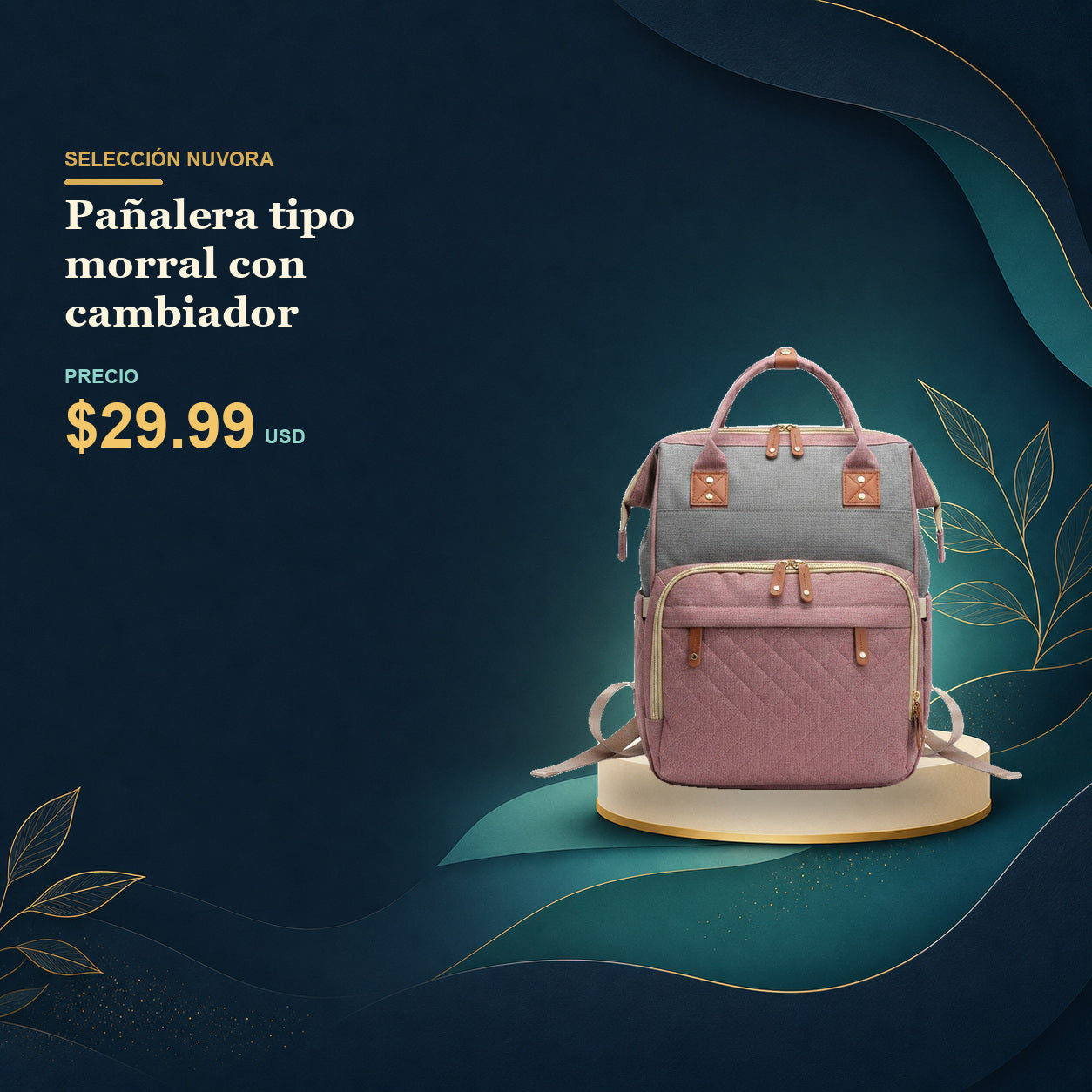 Pañalera tipo morral con cambiador - $29.99
