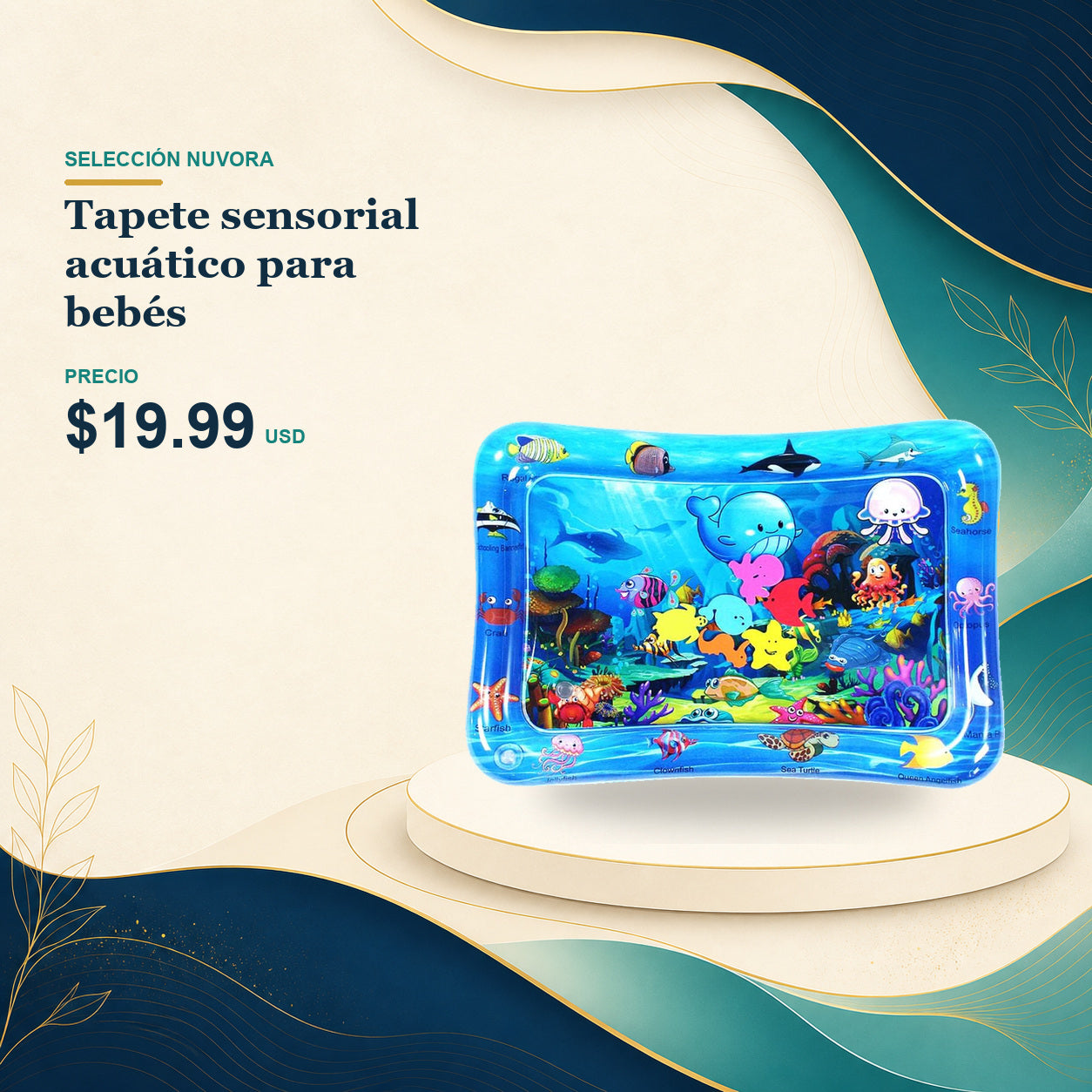 Tapete sensorial acuático para bebés - $19.99