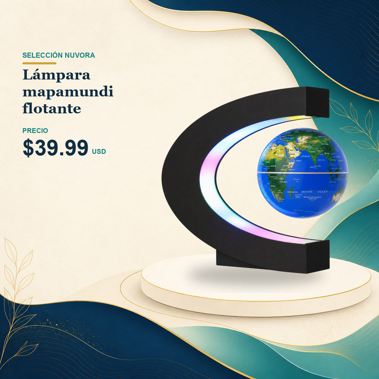 Lámpara mapamundi flotante - $39.99